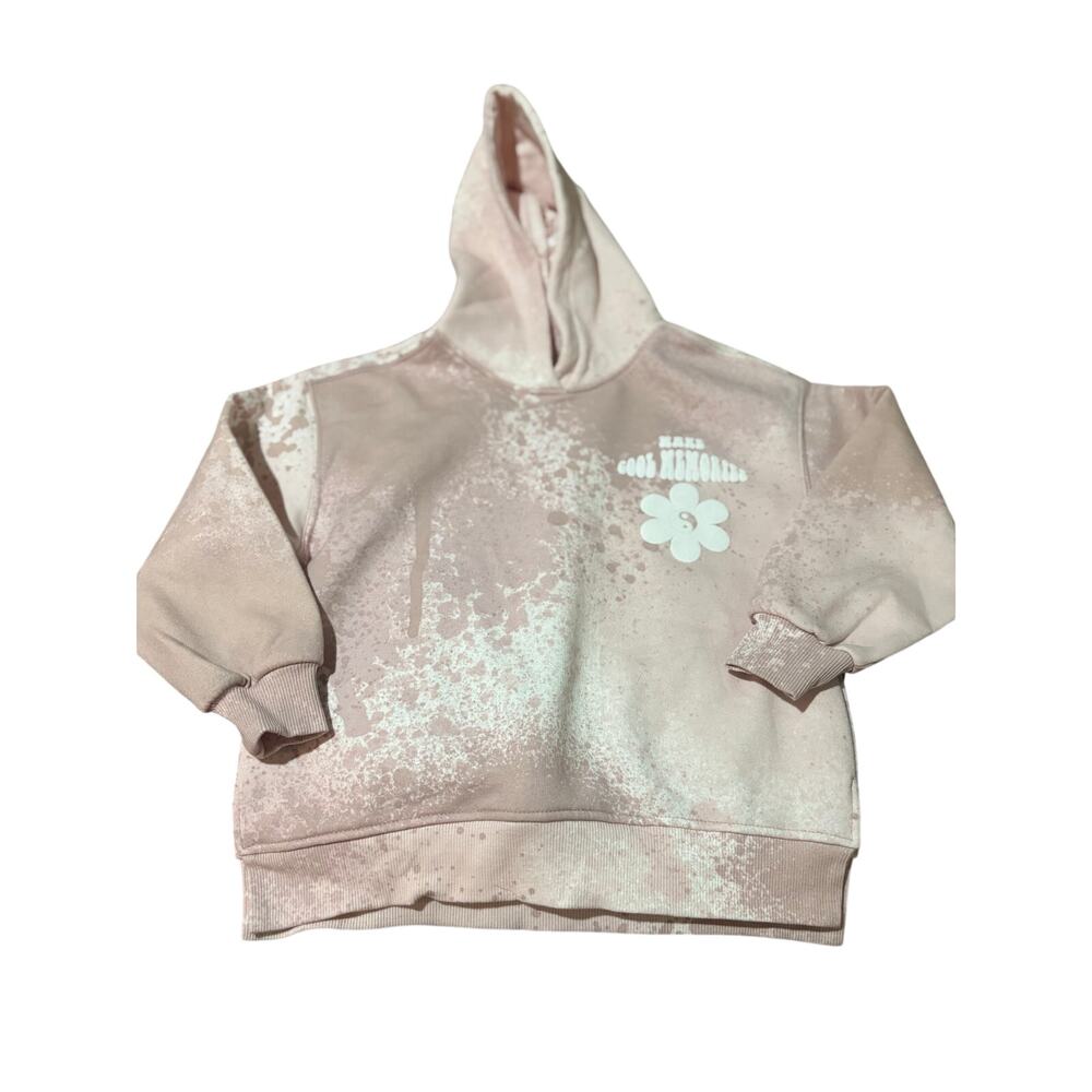 Zara 8 cotton polyester blend surfer style hoodie light pink floral nwot